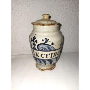 Antique Apothecary Jar "alkermes" Ointment Pharmacy Jar XVIII