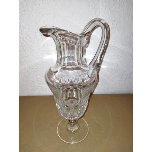 Baccarat Antique Ewer Carafe On Pedestal In Cut Crystal