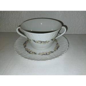 LIMOGES  Jammet-Seignolles "Vénus"  8 Tasses à  Bouillon/Soupe et leurs Coupelles