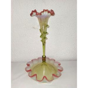 MURANO Soliflore Tulipier ancien  Centre De Table en  Verre Soufflé Fin XIX