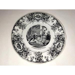 Creil & Montereau Legendary Plate "april" Cooper Barrel Wood Cask Viticulture Cellar