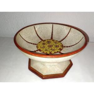 Longwy Art Deco Cup On Octagonal Pedestal