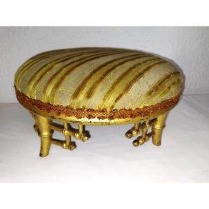 Napoleon III Antique Circular Footrest With Gilded Bamboo Base 19th Century