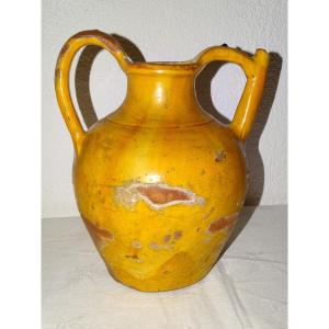 Orjol Gargoulette Antique Water Jug Glazed Orange Yellow Collectible Pottery