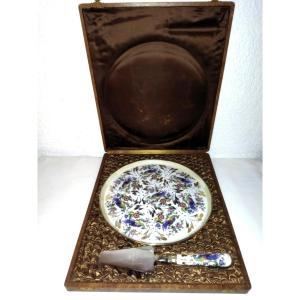 Limoges Pie Dish And Cake Server With Birds Of Paradise Decor