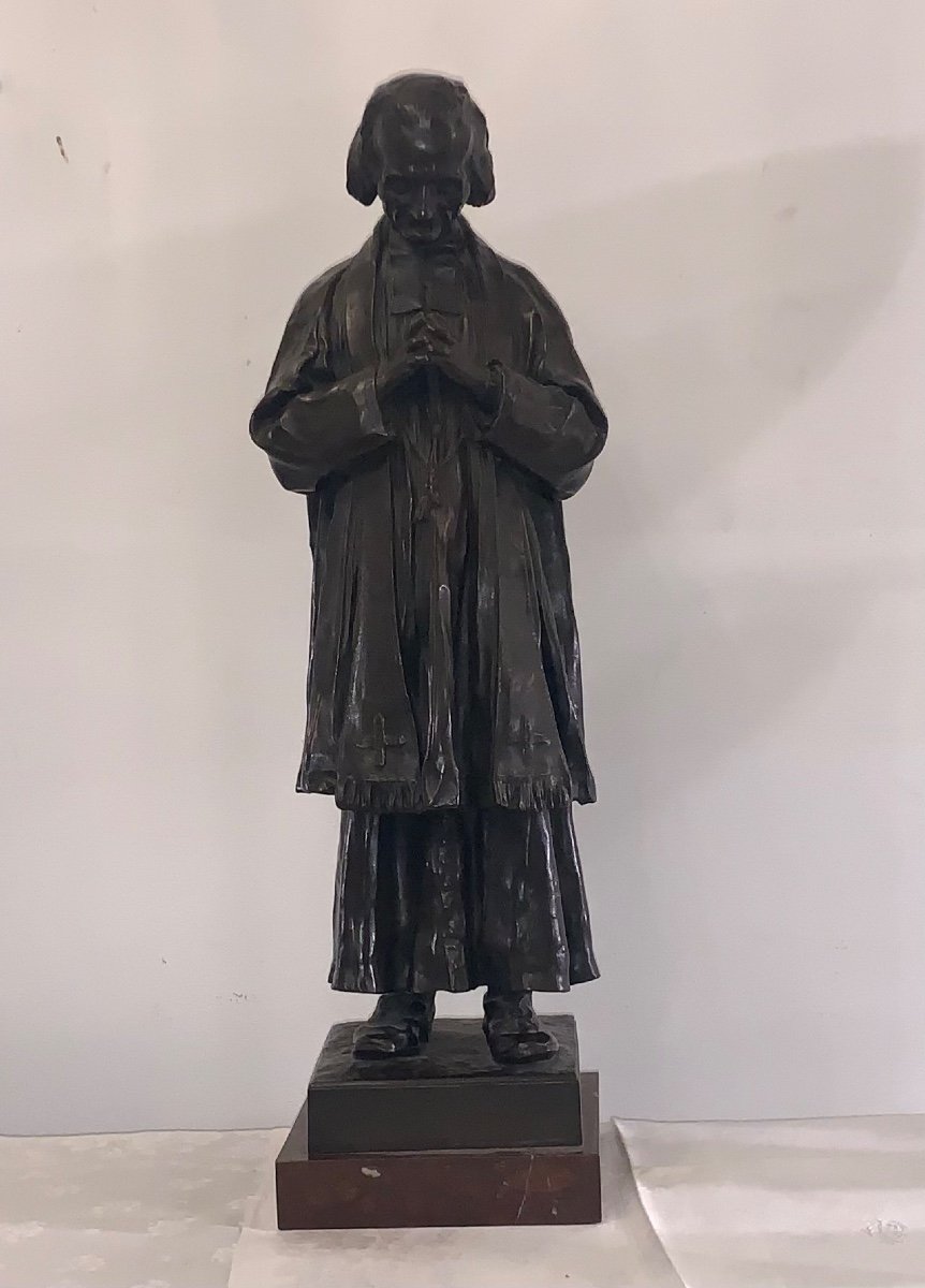 Statue du Curé Jean-Marie Baptiste Vianney En Bronze D’André Vermare 