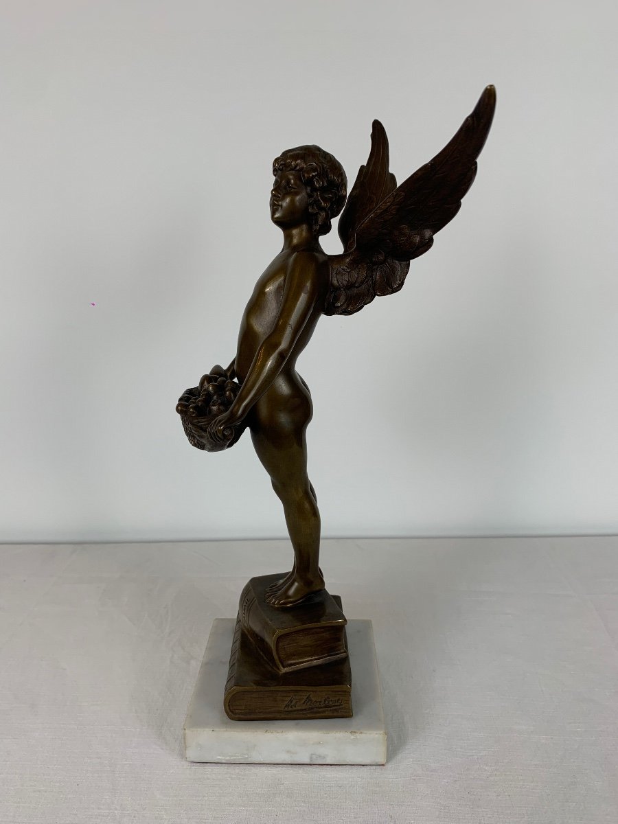 Statue D’un Ange En Bronze Par Adrien Mertens-photo-3