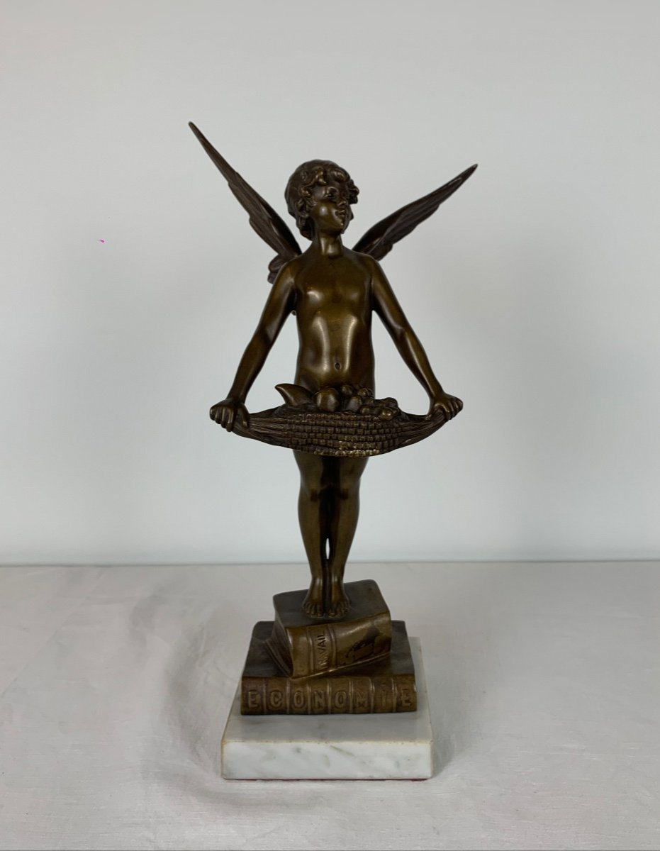 Statue D’un Ange En Bronze Par Adrien Mertens