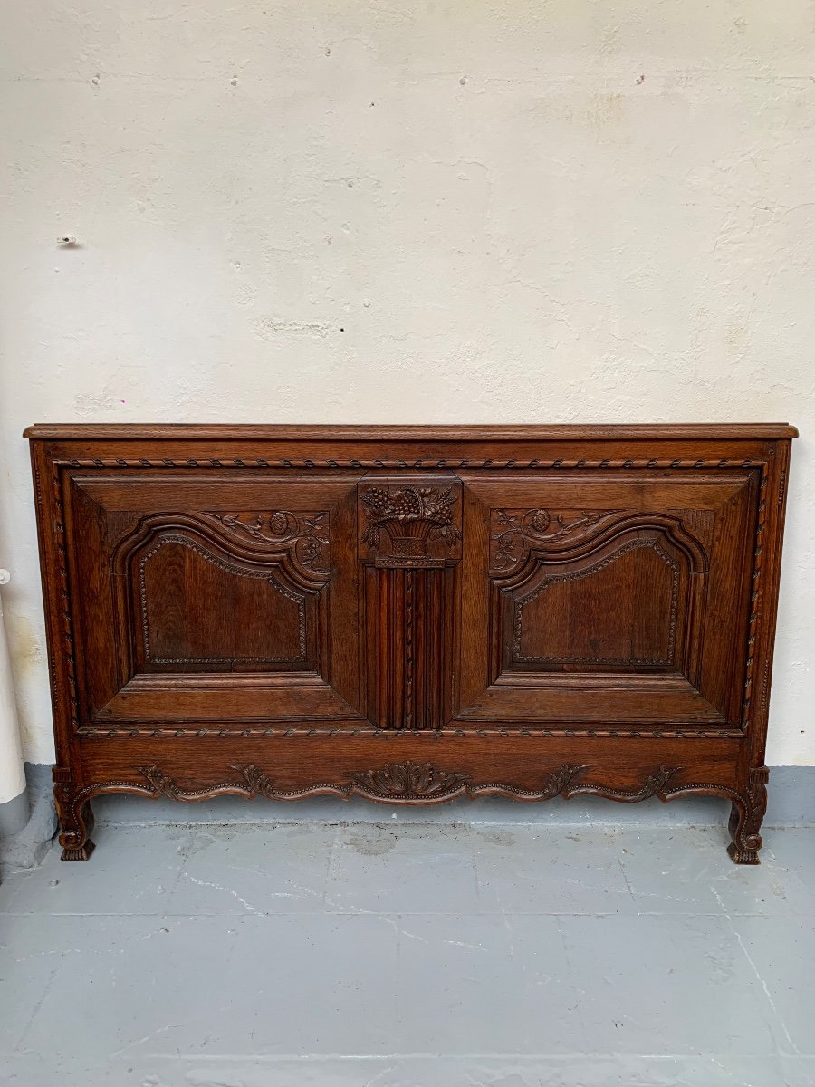 19th Century Oak Bed With Bird Decor -photo-4