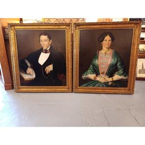 Pair Of Portraits Signed Cambien