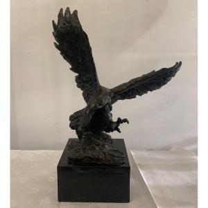 Statue En Bronze D’aigle En Chasse Par Christophe Fratin