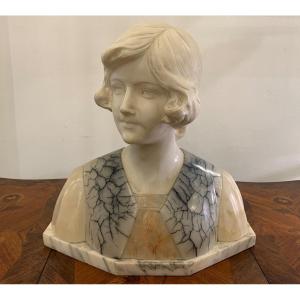 Sculpture D’une Jeune Fille En Albâtre De Gustave Van Vaerenbergh