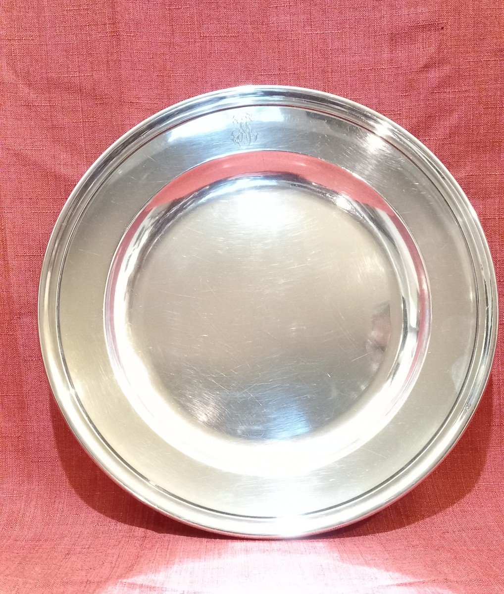 Assiette Metal Argente Christofle-photo-4