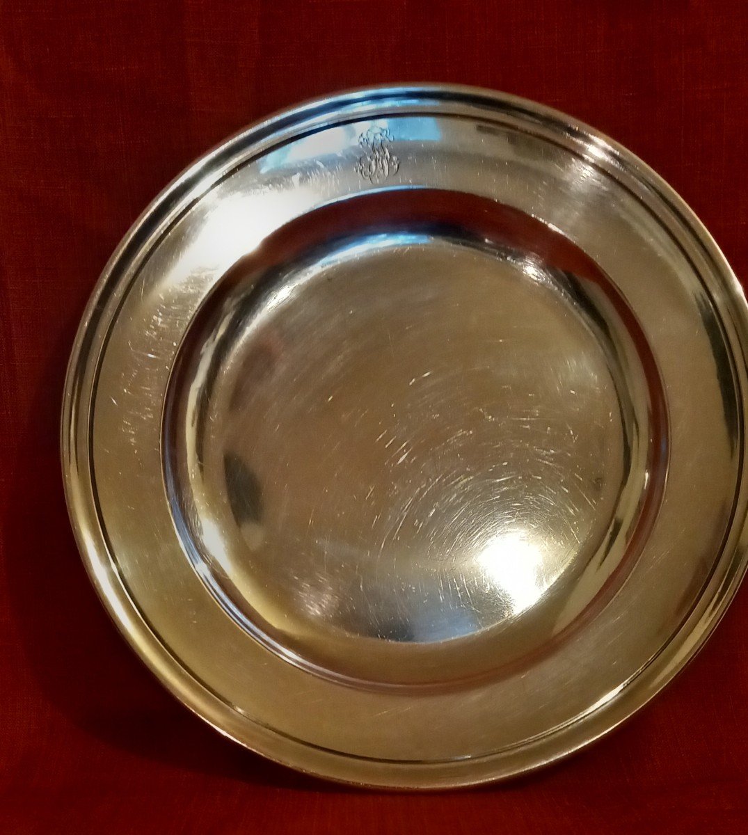 Assiette Metal Argente Christofle-photo-2