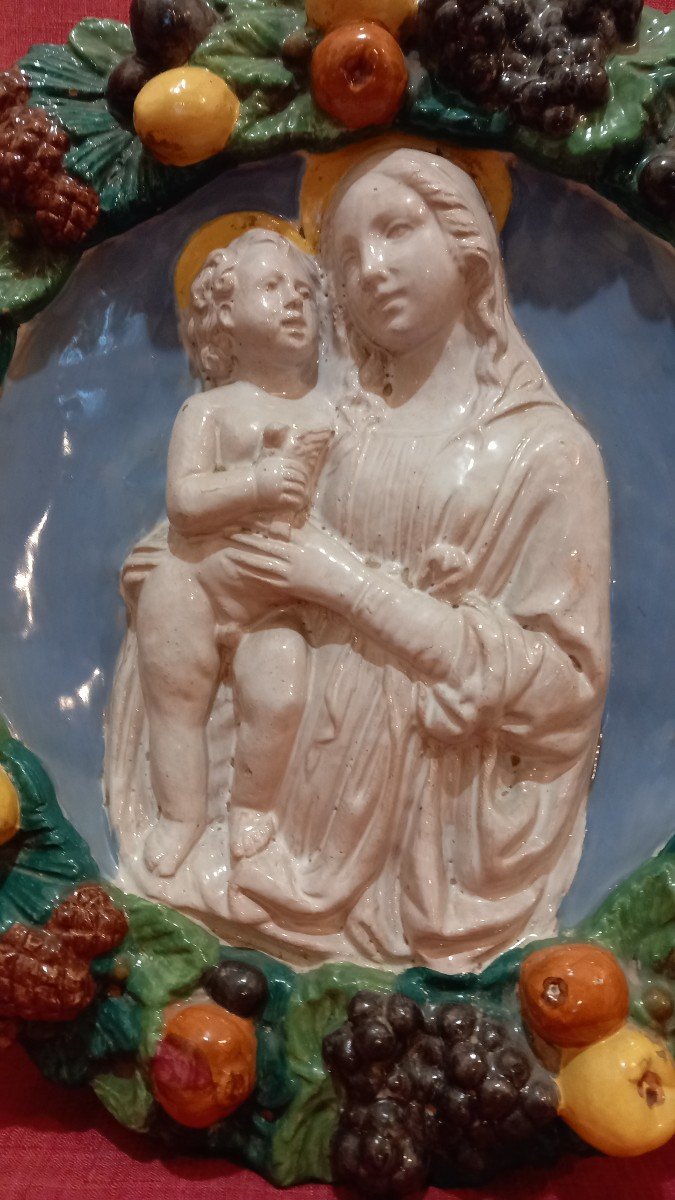 Wall Decoration Of The Virgin And Child In Earthenware-photo-2