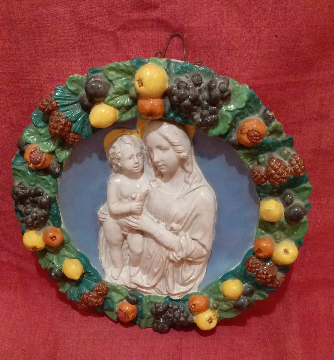 Wall Decoration Of The Virgin And Child In Earthenware-photo-5