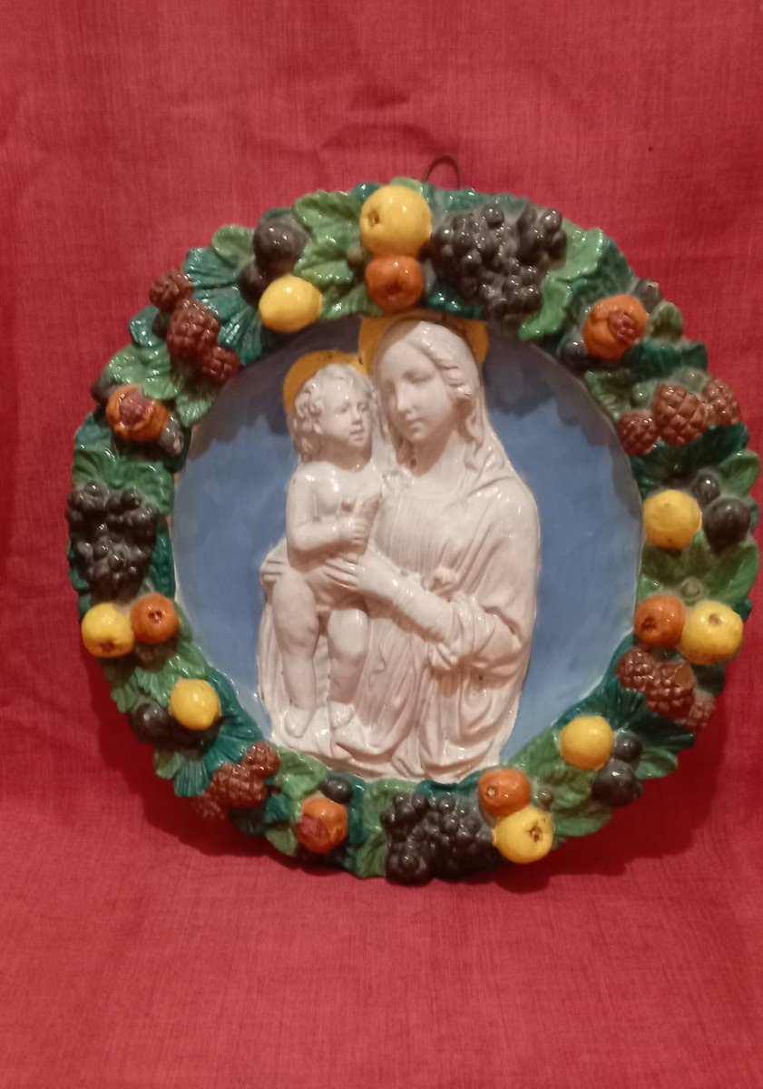 Wall Decoration Of The Virgin And Child In Earthenware-photo-6