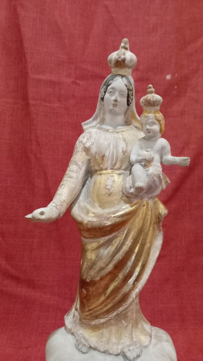 Old Virgin And Child In Terracotta (virgin Of Marseille) End Of 18th Century-photo-2