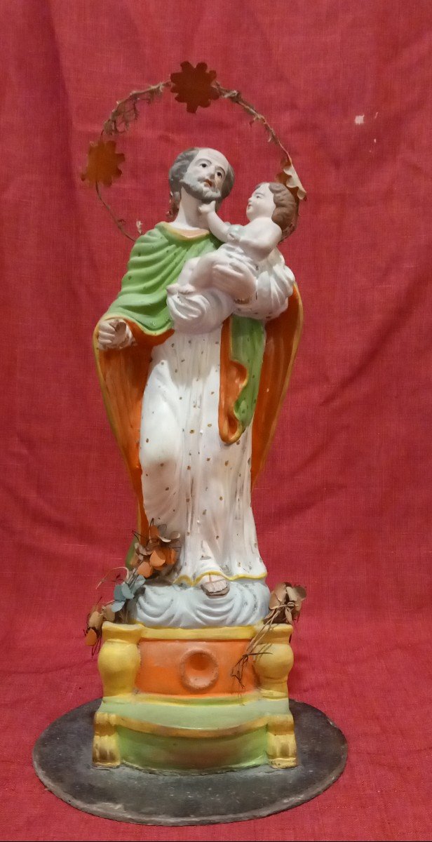 Statue En Terre Cuite  Polychrome