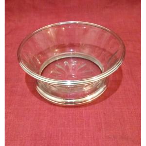 Ponche Or Fruit Salad Bowl In Cut Crystal And Silver Frame