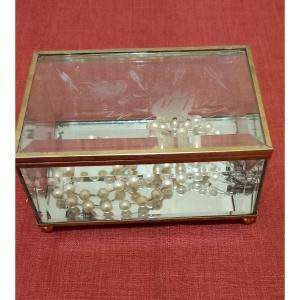 Glass And Gold Brass Jewelry Box