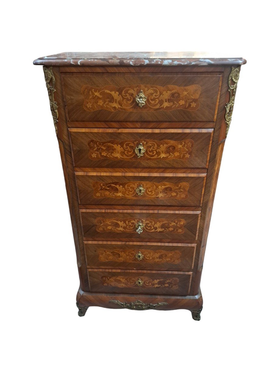 Louis XV Style Marquetry Secretary 