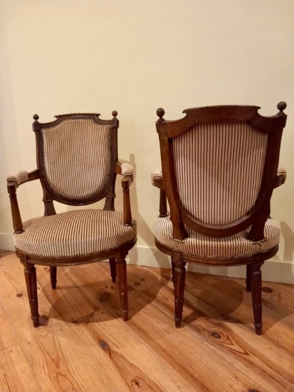 Pair Of Louis XVI Period Armchairs Stamped Pierre Pillot-photo-2