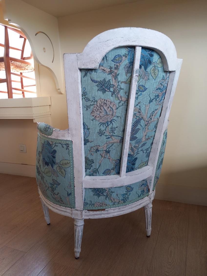 Bergère et tabouret ( duchesse brisée ) De Style Louis XVI -photo-4