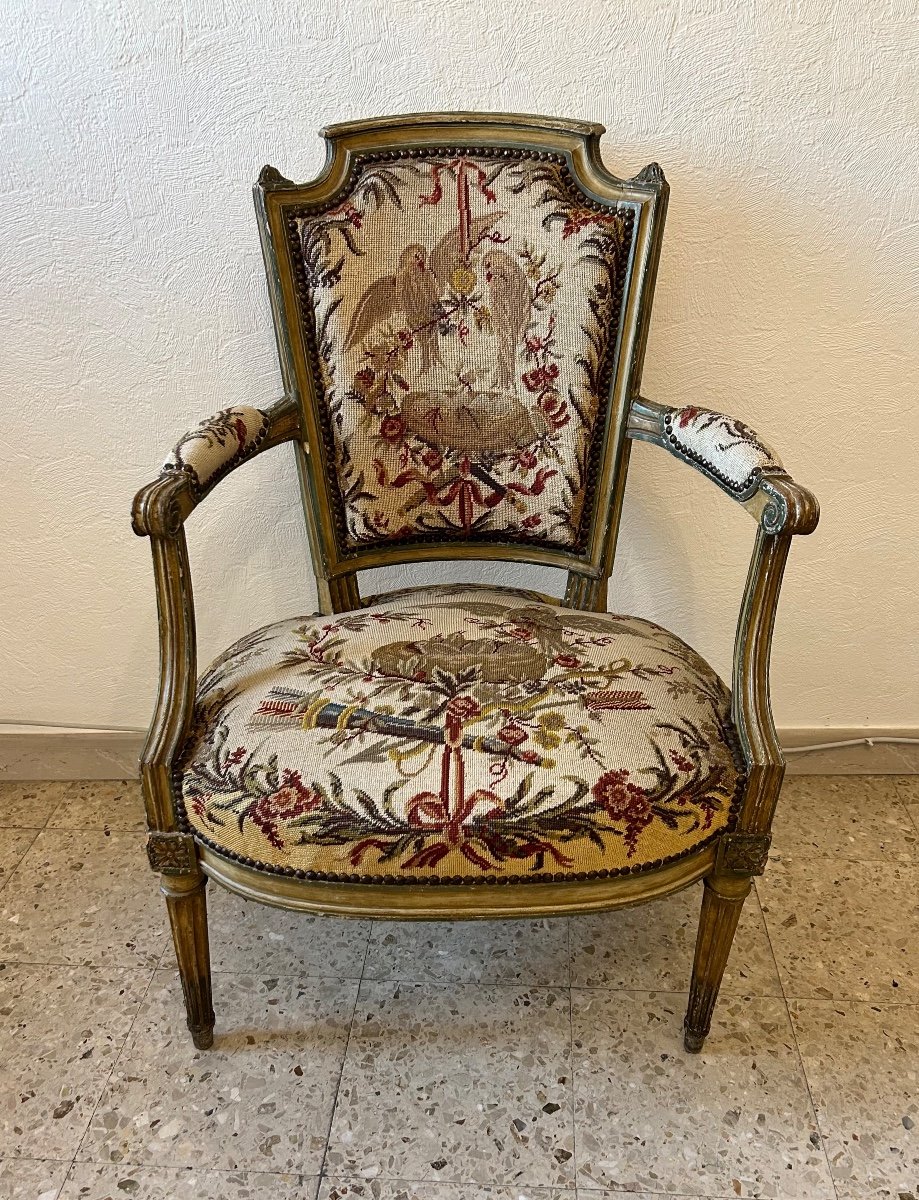 6 Louis XVI Period Armchairs Stamped Jbb Demay-photo-3