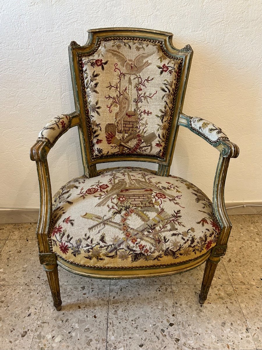 6 Louis XVI Period Armchairs Stamped Jbb Demay-photo-4