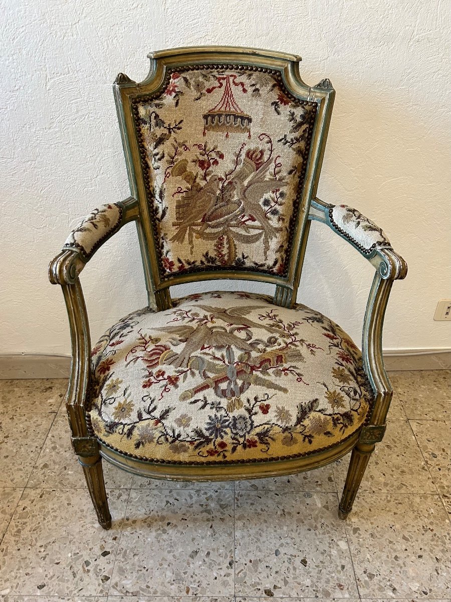 6 Louis XVI Period Armchairs Stamped Jbb Demay-photo-3