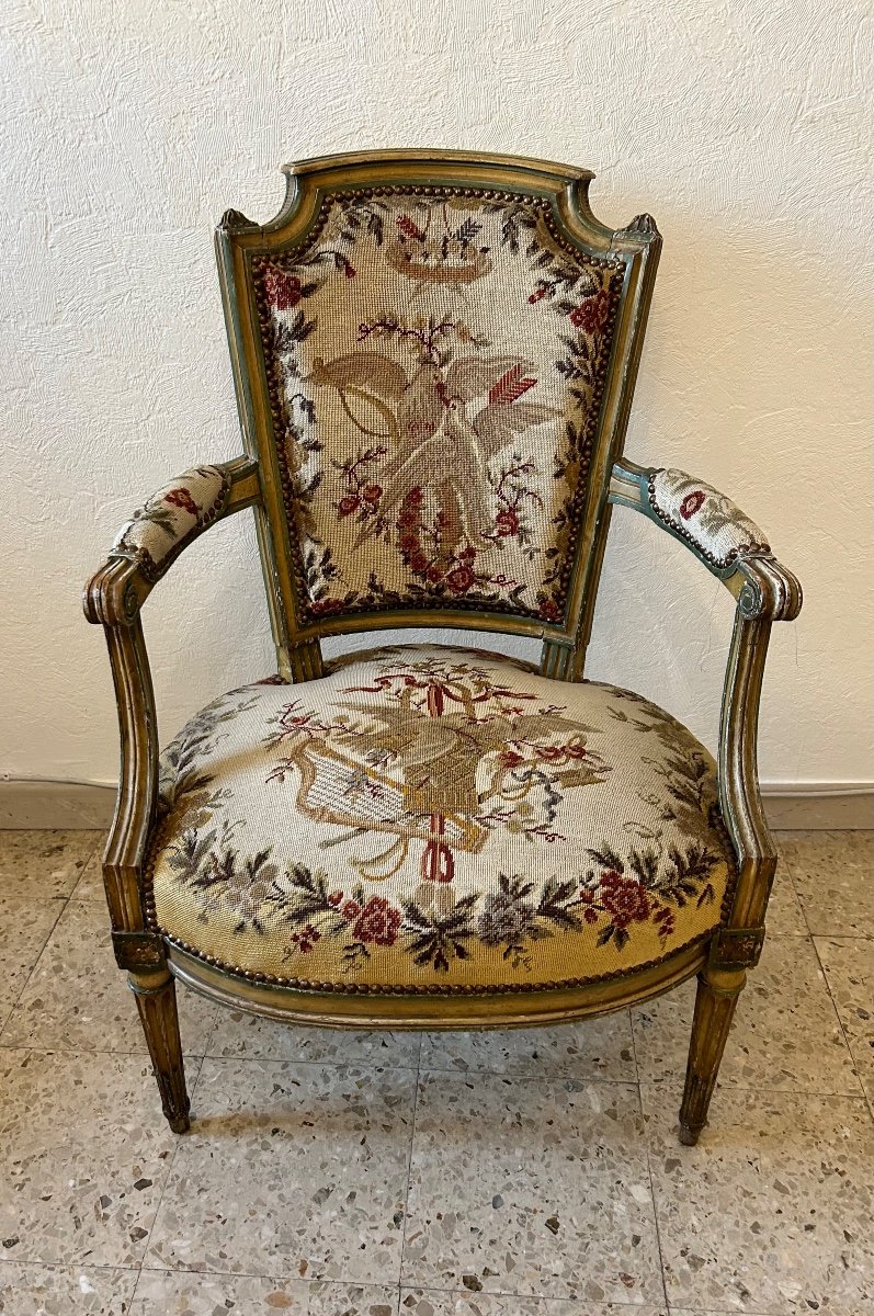 6 Louis XVI Period Armchairs Stamped Jbb Demay-photo-4