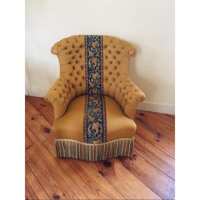 Fauteuil Capitonné D’époque Napoléon III 