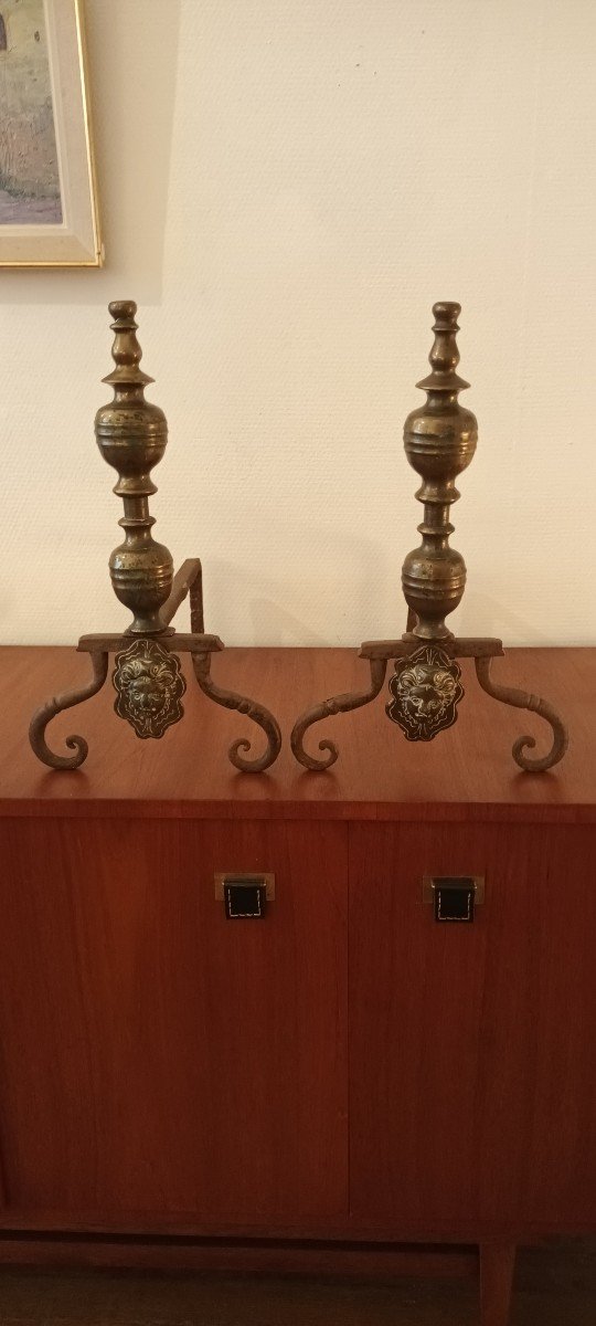 Pair Of 17th Century Marmouset Andirons-photo-2