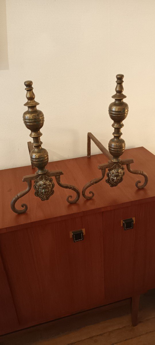 Pair Of 17th Century Marmouset Andirons-photo-1