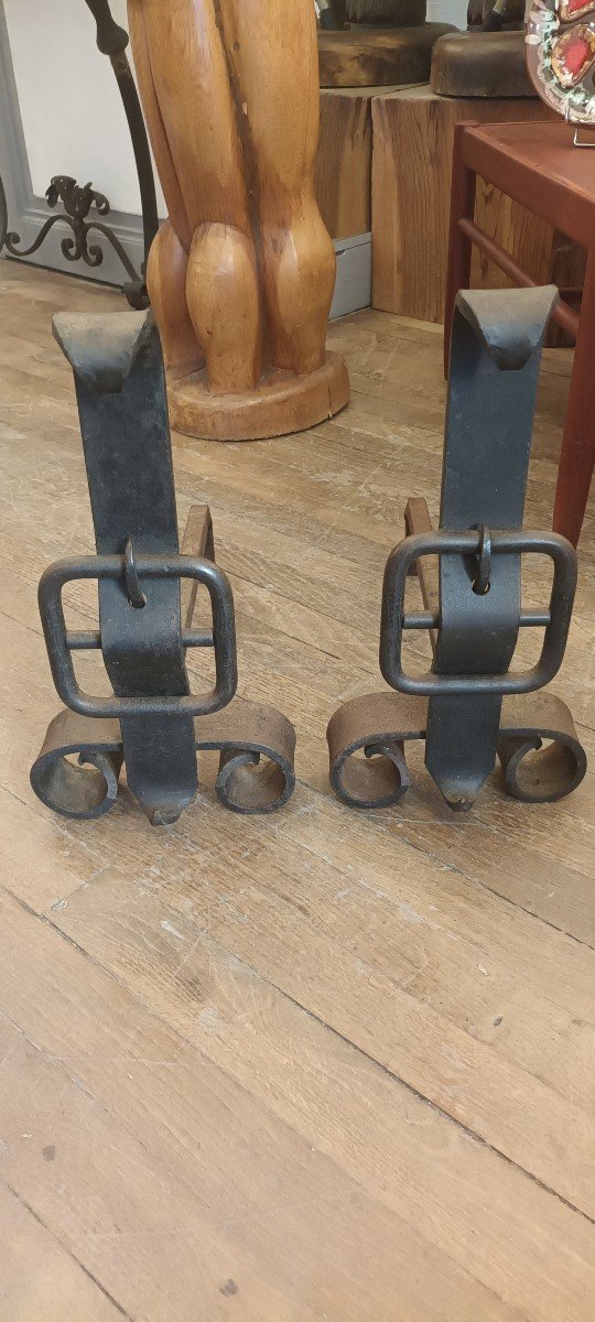 Pair Of Adnet Style Andirons