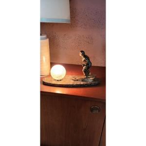 Lampe Art Deco Skieuse ,montagne,