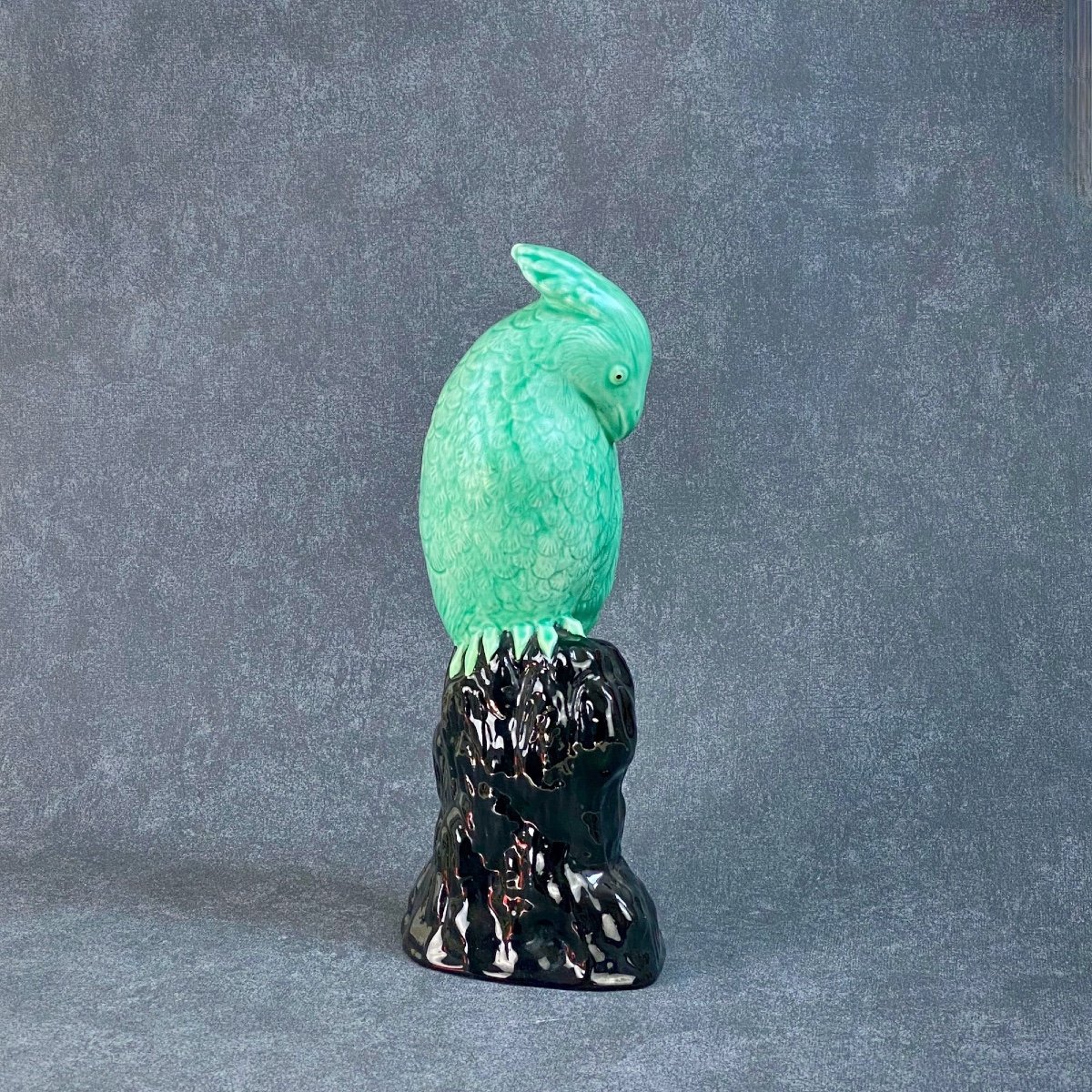 Paul Millet Sèvres Parrot In Enamelled Ceramic C 1930-photo-2