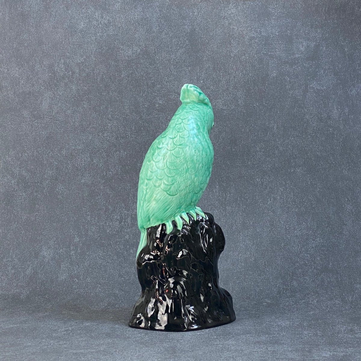 Paul Millet Sèvres Parrot In Enamelled Ceramic C 1930-photo-3