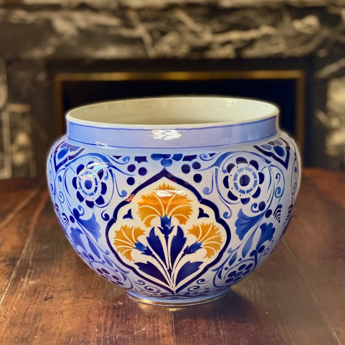 Keller & Guerin, Lunéville Cachepot,  Damas Pattern-photo-2