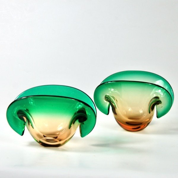 Murano Clam-shaped Vases By Archimede Seguso