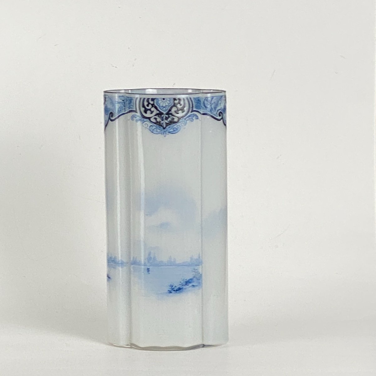 Legras Vase “nevers” With Enameled Port Scene Inspired By Delft , Late 19th Century-photo-4