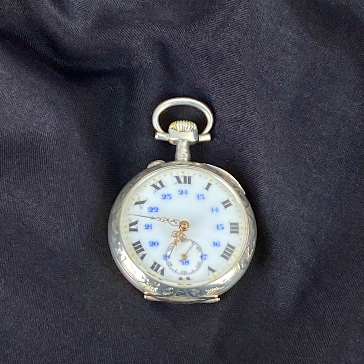 Montre Gousset Parrenin HP En Argent Rehaussée Or, 1880-photo-1