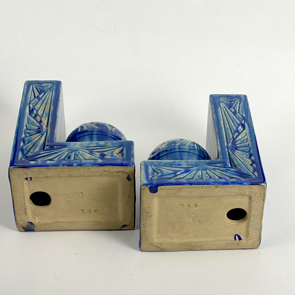 Pierrefonds Stoneware Bookends Art Deco 1930s-photo-2