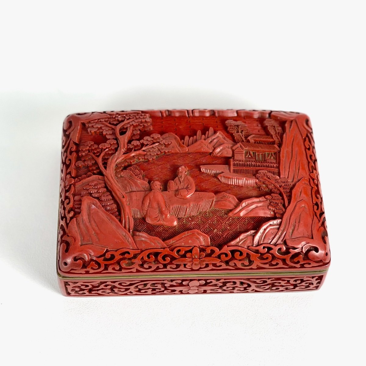 Chinese Cinnabar Lacquer Box Early 20th Century-photo-4