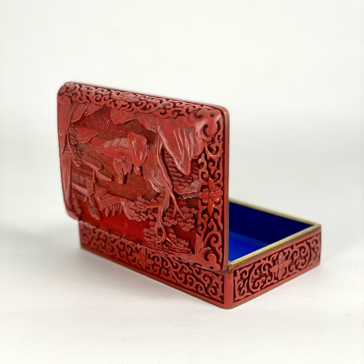 Chinese Cinnabar Lacquer Box Early 20th Century-photo-3