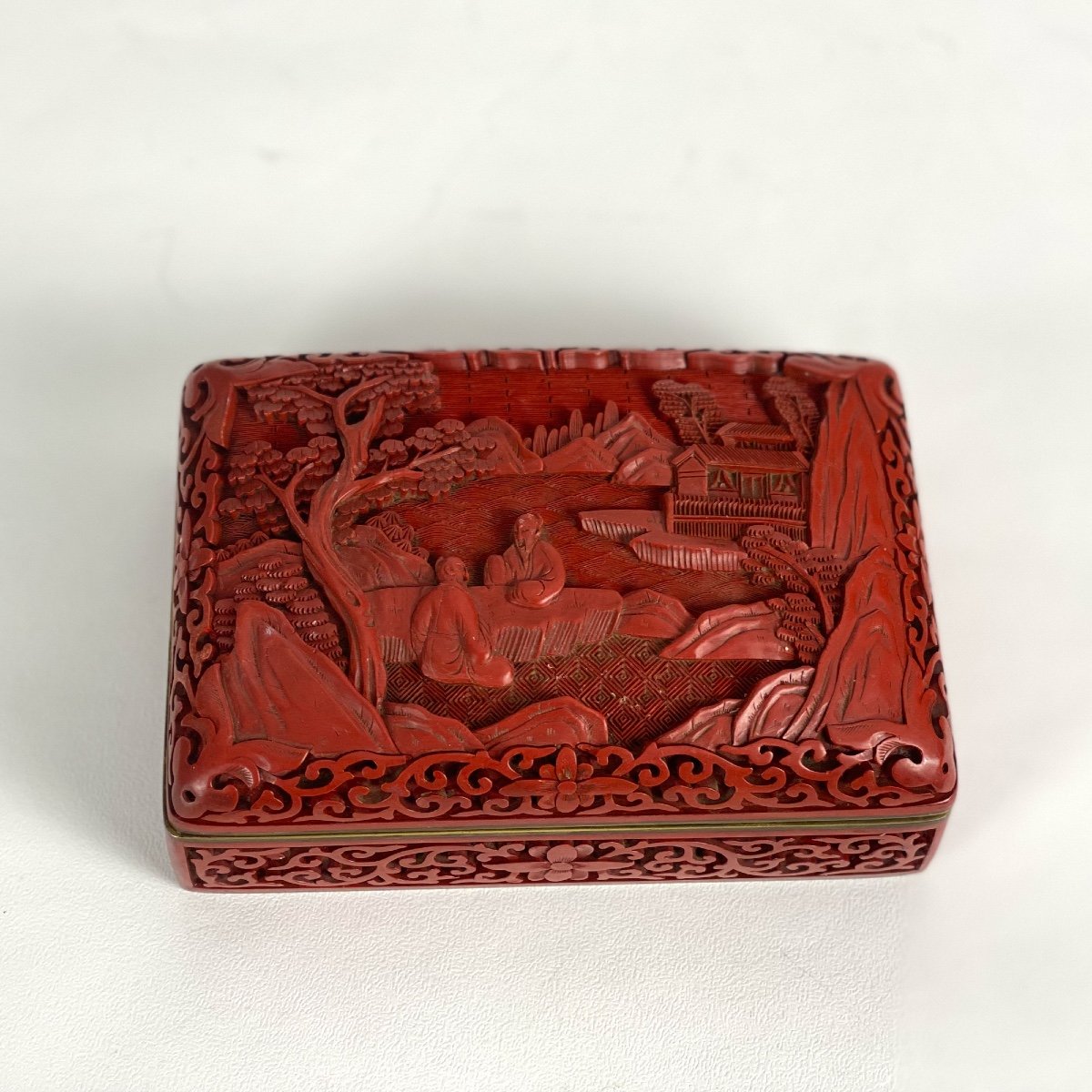 Chinese Cinnabar Lacquer Box Early 20th Century-photo-1