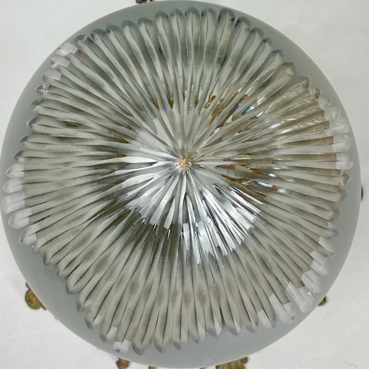 Very Large 19th Century Frosted Glass Ceiling Light, H43 Cm-photo-3