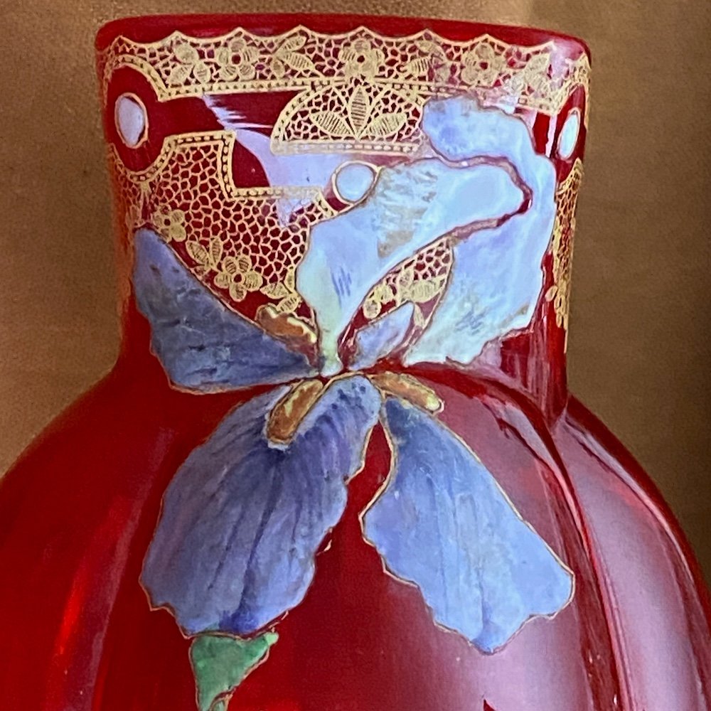 Legras Vase In Pomegranate Red Enameled Glass, C1900-photo-2