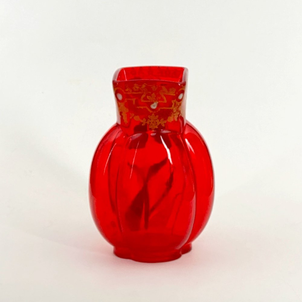 Vase Legras En Verre Rouge Grenadine  émaillé  Début XXe-photo-4